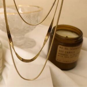 NEW Gold Plated Snake Flat Necklace 3 PCs